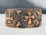 Dynamic Native American Navajo Signed Ron Willie Copper Bracelet-Nativo Arts