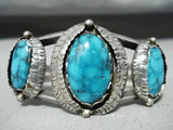 Intense Turquoise Vintage Native American Navajo Sterling Silver Bracelet Old-Nativo Arts