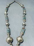 One Of The Best Vintage Native American Navajo Tubule Turquoise Sterling Silver Necklace-Nativo Arts