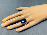 Important Vintage Native American Navajo Lapis Sterling Silver Thick Ring-Nativo Arts