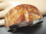 Huge Vintage Native American Navajo Emery Yazzie Shell Sterling Silver Bracelet-Nativo Arts