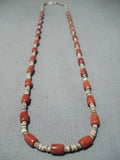 Fabulous Santo Domingo Native American Coral Heishi Necklace-Nativo Arts