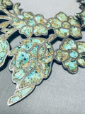 One Of Craziest Vintage Southwest Green Turquoise Inlay Sterling Silver Necklace-Nativo Arts