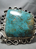 Magnificent Vintage Native American Navajo Herb Nez #8 Turquoise Sterling Silver Bracelet-Nativo Arts