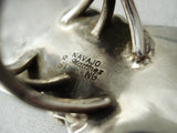One Of The Biggest Heavu Native American Navajo Turquoise Sterling Silver Ring-Nativo Arts