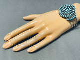 Henry Baca Vintage Native American Navajo Turquoise Sun Sterling Silver Bracelet-Nativo Arts