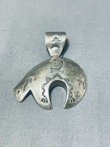 Unique Vintage Native American Navajo Sterling Silver Bear Pendant-Nativo Arts