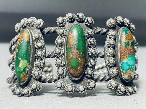 Best Early Vintage Native American Navajo Wire Royston Turquoise Sterling Silver Bracelet-Nativo Arts