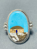 Important Native American Navajo Hogan Native American Navajo Turquoise Sterling Silver Ring-Nativo Arts