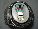 One Of The Heaviest Vintage Native American Navajo Turquoise Kachina Sterling Silver Bracelet-Nativo Arts