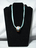 Native American Opulent Santo Domingo Turquoise Sterling Silver Heishi Inlay Necklace-Nativo Arts