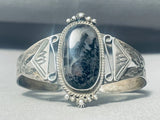Very Rare Black Petrified Wood Sterling Silver Vintage Native American Navajo Bracelet-Nativo Arts