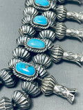 366 Gram Gasp! Native American Navajo Turquoise Sterling Silver Squash Blossom Necklace-Nativo Arts
