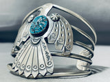 Incredible Native American Navajo Turquoise Sterling Silver Thunderbird Enormous Bracelet-Nativo Arts