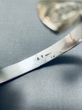 Yazzie Heavy Solid Vintage Native American Navajo Sterling Silver Bracelet-Nativo Arts