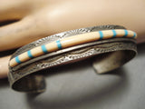 Important Vintage San Felipe Turquoise Sterling Silver Inlay Bracelet Old-Nativo Arts