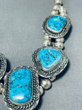 Opulent Vintage Native American Navajo 6 Morenci Turquoise Huge Sterling Silver Necklace-Nativo Arts