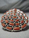 One Of The Biggest Ever Navajo Coral Sterling Silver Native American Ring-Nativo Arts