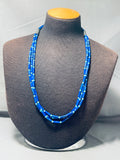 Tubule Lapis Turquoise Sterling Silver Native American Navajo Heishi Necklace-Nativo Arts