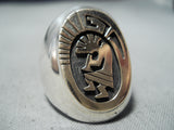 Signed Native American Navajo Sterling Silver 14k Gold Kokopelli Ring-Nativo Arts