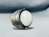 Marvelous Vintage Native American Navajo Mother Of Pearl Sterling Silver Ring Signed-Nativo Arts