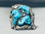 Native American Magnificent Vintage Powerful Turquoise Sterling Silver Ring-Nativo Arts
