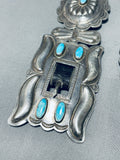 Authentic Hand Tooled Vintage Native American Navajo Sterling Silver Turquoise Concho Belt-Nativo Arts