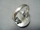 Authentic Vintage Native American Navajo Blue Gem Turquoise Sterling Silver Ring-Nativo Arts