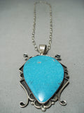 Enormous Vintage Native American Navajo Turquoise Sterling Silver Swirling Necklace-Nativo Arts