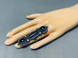 One Of A Kind Native American Navajo Black Onyx Sterling Silver Ring-Nativo Arts