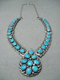 Spectacular Vintage Native American Navajo Kingman Turquoise Sterling Silver Necklace-Nativo Arts