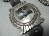 Intricate Authentic Vintage Native American Navajo Sterling Silver Concho Belt Old-Nativo Arts