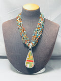 Native American One Of The Most Unique Vintage Santo Domingo Turquoise Sterling Silver Necklace-Nativo Arts