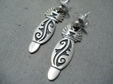 Fabulous Vintage Hopi Native American Sterling Silver Earrings-Nativo Arts