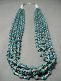 Native American Very Important!! Very Rare Zig Zag Turquoise Sterling Silver Heishi Necklace Old-Nativo Arts