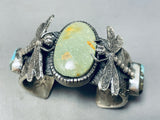 Heavy 127 Gram Vintage Native American Navajo Green Turquoise Sterling Silver Bracelet-Nativo Arts