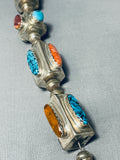 One Of The Best Ever Vintage Native American Navajo Turquoise Sterling Silver Tube Necklace-Nativo Arts