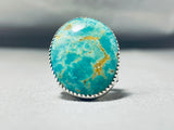Stunning Native American Navajo Signed Huge Royston Turquoise Sterling Silver Ring-Nativo Arts
