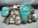 Quality Rare Vintage Native American Navajo Museum Turquoise Sterling Silver Slag Bracelet-Nativo Arts
