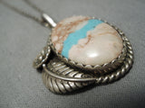 Breathtaking Vintage Native American Navajo Royston Turquoise Sterling Silver Necklace Old-Nativo Arts