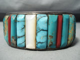 Bobby Begay 1975 Vintage Native American Navajo Turquoise Sterling Silver Inlay Bracelet Old-Nativo Arts