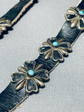 For Jeans! Vintage Native American Navajo Hand Tooled Sterling Silver Turquoise Concho Belt-Nativo Arts