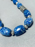 Stunning Native American Navajo Chunky Tubule Lapis Sterling Silver Necklace-Nativo Arts
