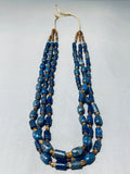 Native American One Of The Best Ever Santo Domingo Tubule Lapis Heishi Necklace-Nativo Arts