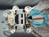 One Of The Most Intricate Native American Zuni Turquoise Inlay Sterling Silver Bracelet-Nativo Arts