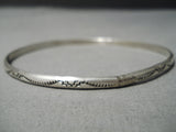 Incredible Vintage Native American Navajo Hand Tooled Sterling Silver American Bangle Bracelet-Nativo Arts