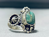 Brilliant Native American Navajo Green Turquoise Sterling Silver Huge Ring-Nativo Arts