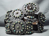 Master Darryl Becenti Vintage Native American Navajo Green Turquoise Sterling Silver Concho Belt-Nativo Arts