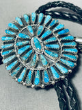 Tommy Lowe Native American Navajo Turquoise Sterling Silver Bolo Tie-Nativo Arts