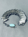 Advanced Workmanship Native American Navajo Turquoise Dime Sterling Silver Link Bracelet-Nativo Arts
